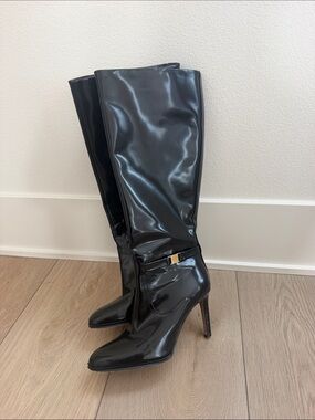 Vince Camuto Black Patent Over-the-Knee Stiletto Boots